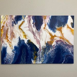 Handmade pouring acrylic painting.